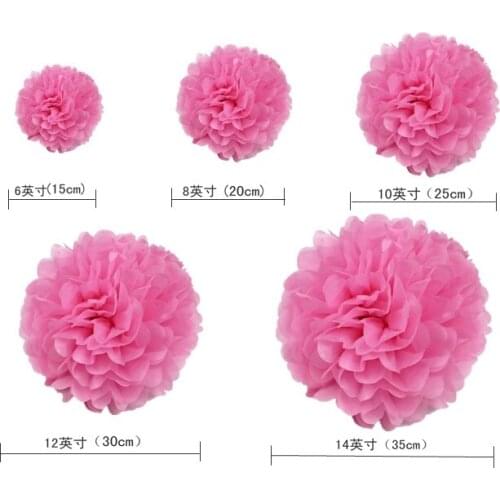 10PCS 35cm Pompon Tissue Paper Pom Poms Flower Balls for Wedding Room Decoration Baby Shower Bithday Party Supplies DIY Crafts