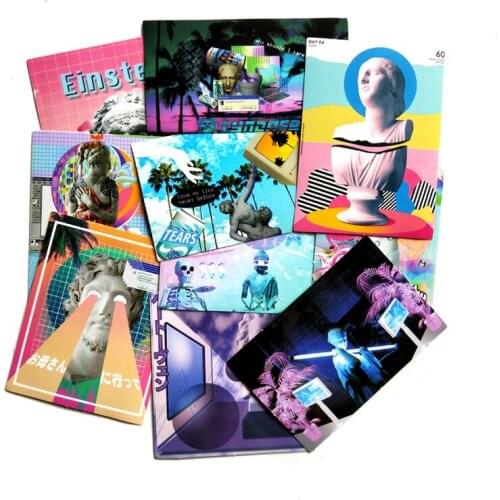 10PCs Vaporwave Style DIY Notebook Trolley Case Decal PVC Stickers Vintage Creative Newton Skateboard Backpack Table Stickers