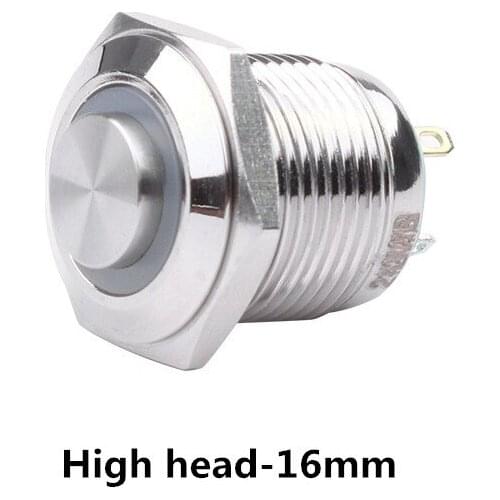 16mm Metal brass Push Button High head Switch illumination ring Momentary 1NO Car press button pin terminal