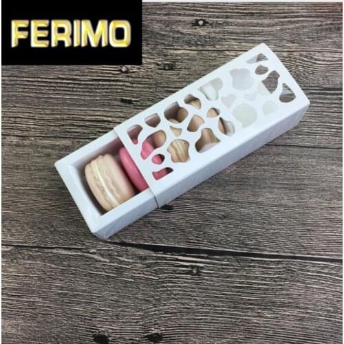 20pcs White Hollow Macaroon Packaging Paper Box Chocolate Candy Cookies Packaging Gift Box For Christmas Supply 13*6*4cm