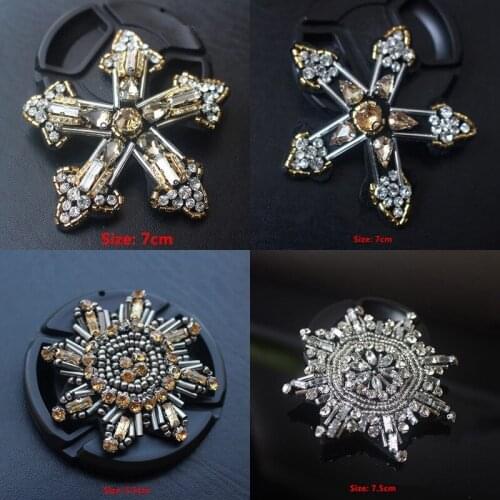4Pcs Beaded Snowflake Patch Octagonal Star Badge Rhinestone Beading Applique Jackets Shoes Bags Jeans DIY Decoration Patches