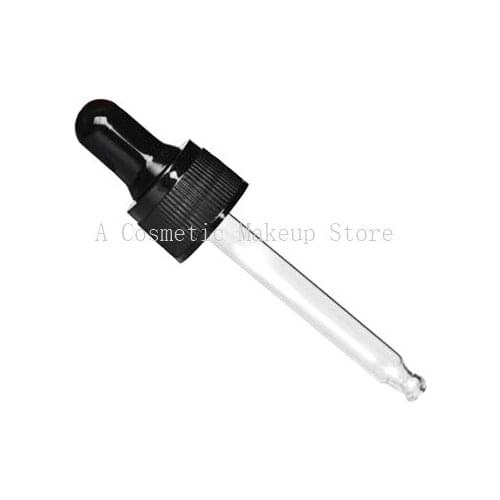 50pcs/lot Plastic Black Screw Press Dropper Cover Cap with Glass Pipette For 5/10/15/20/30/50/100ml Essential Oil Bottles