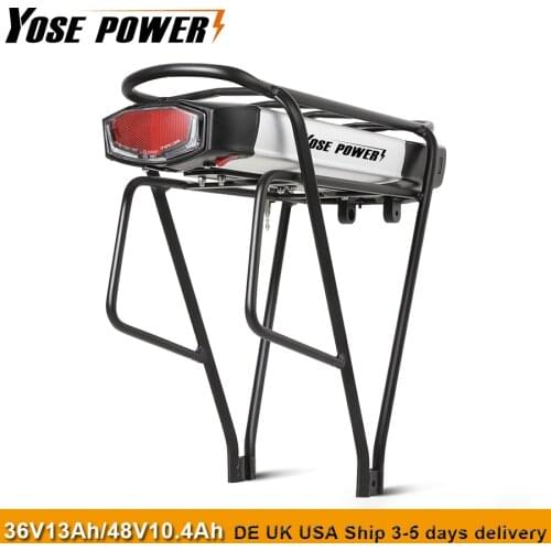 36V 13Ah Rear Rack Ebike Battery for 26"-28" V-brake of Rear Wheel 18650 Lithium ion 36V Battery Pack E bike Akku EU SHIP