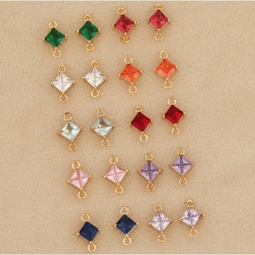 HAOSAW 10Pcs 7*10MM Jewelry Accessories/DIY Making/Hand Made/Connector/Rhombus Shape/CZ Charms/Jewelry Findings Components