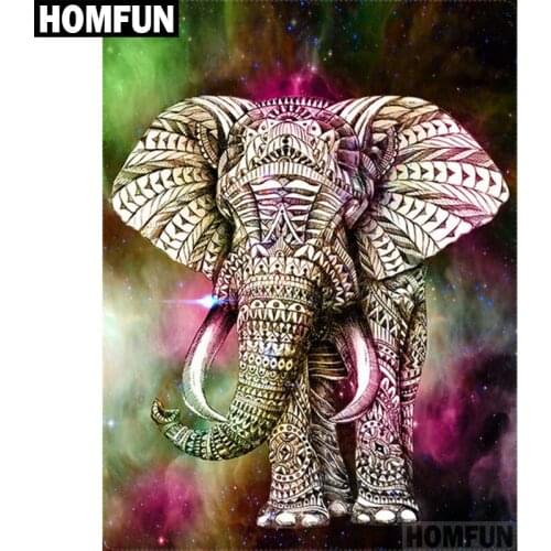 HOMFUN Full Square/Round Drill 5D DIY Diamond Painting "Animal elephant" 3D Embroidery Cross Stitch 5D Decor Gift A00538