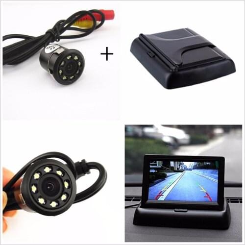 ANSHILONG Car Rear View 8LED Night Vision Camera & 4.3" Foldable LCD Display Monitor