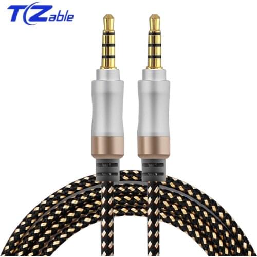 3.5MM AUX Audio Cable Gold-Plated 4-Pole Plug Interface Line Male To Male Suitable For Mobile Phone Tablet Notebook Speaker Line