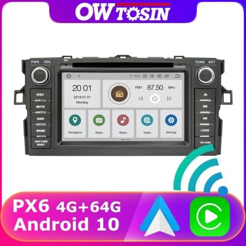 Android 10 PX6 4G+64G Car GPS Radio For Toyota Auris 2006-2011 Auto Stereo Carplay HDMI WiFi Car DVD Multimedia Player 5*USB DAB