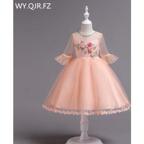 BH726F#Ball Gown Pink Flower Girl Dresses European American short-sleeved embroidered childrens princess dress cheap wholesale