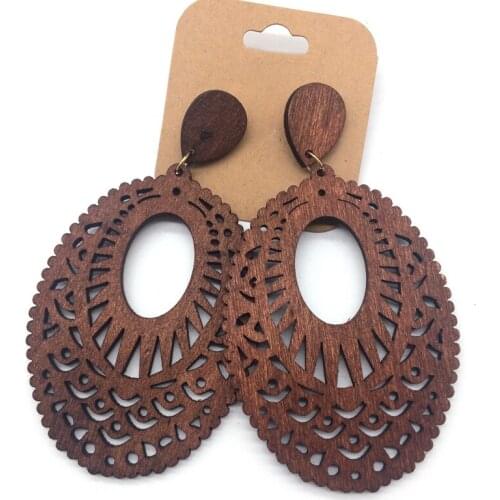 Free Shipping!Laser Cut African Wooden Earrings can mixed 2 colors