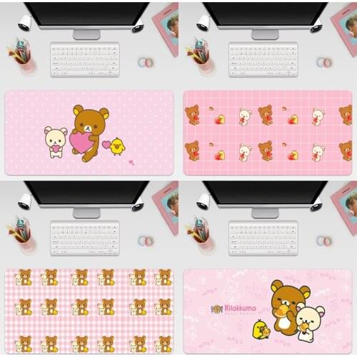 Cute Rilakkuma Bear Large Keyboard Cover Non-Slip Rubber Base Computer Carpet Desk Mat PC Game Mouse Pad