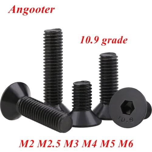 DIN7991 Black flat allen socket screw 10.9 grade steel M2 M2.5 M3 M4 M5 M6 Hex socket flat countersunk head screw screws Bolt