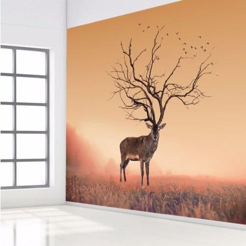 DIY Sika Deer Head Flowers Wall stickers Art Vinyl Wall Decals Kids Baby Living Room Home Decor adesivo de parede
