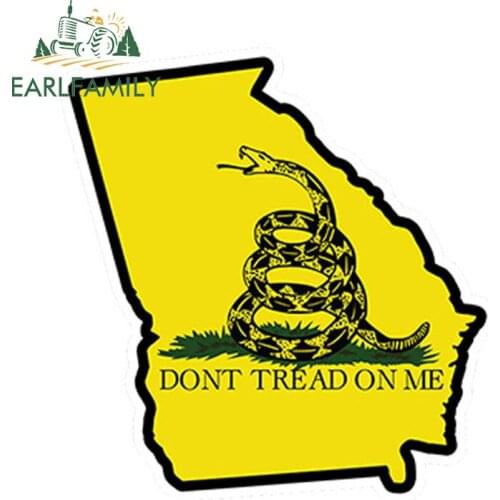 EARLFAMILY 13cm x 11cm Georgia State Don't Tread On Me Printed Vinyl Decal Car Sticker Ga Waterproof Car Accessories