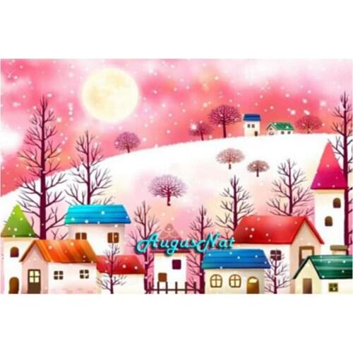 Town diamond painting full drill kit house diamond dots tree resin beads painting scenery canvas wall art landscape AugusNat