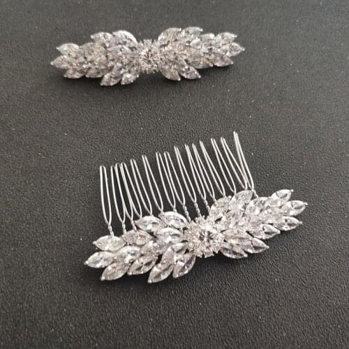 SLBRIDAL Luxury Trendy Prong Setting Cubic Zirconia Bridal Hair Comb Wedding Headpieces Women Girls Jewelry Hair Accessories