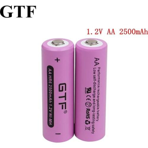 Gtf 1.2 v a 2500mah ni-mh battery for camera flashlight 2460mwh 100% rechargeable battery ni-mh drop delivery