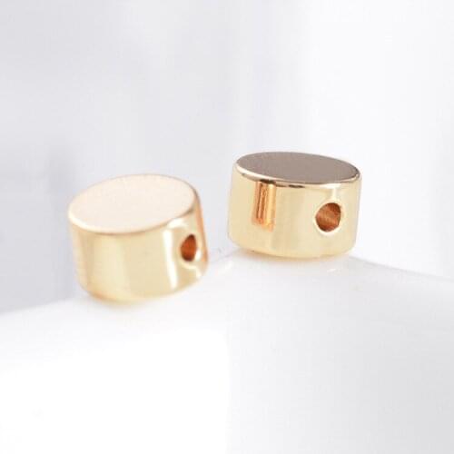 JFE31 wholesale 100PCS 5mm Cylindrical beads with holes gold electroplated glossy beads brass beads for bracelet jewelry DIY