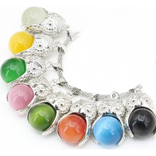 Round Ball Cat Eye Opal Stone Pendant Jewelry Making Charms Crystal Beads Inlay 19x30mm Animal Owl Shape Diy Findings B3298