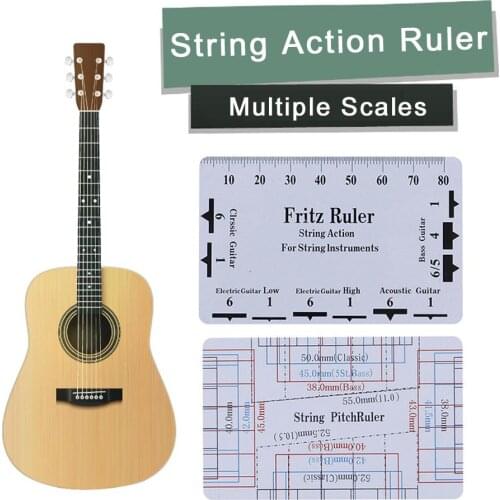 Fritz Ruler Guitar String Action Gauge Ruler String Pitch Ruler Card Luthier Tool for String Instruments Music Accessories
