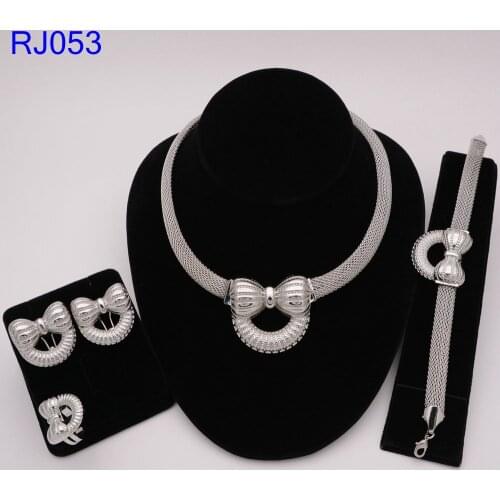 Top Sale Gold Bridal Jewelry Sets Pendant Collar Bracelet Crystal Earrings Rings Wedding Accessories Fashion Party Gift