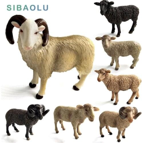 Kawaii Simulation Sheep Lovely Farm animal model Goat miniature garden figurine home decoration accessories Decor Gift For Kids