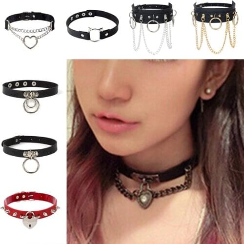 Dark Punk Geometric Love Leather PU Collar Fashion Accessories Necklaces Necklaces Bracelet Men And Women Creative Accessories