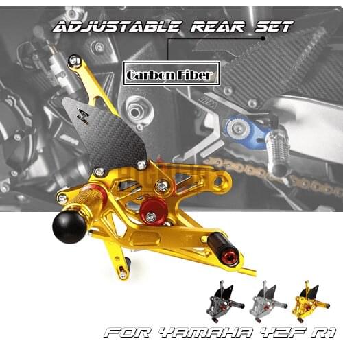 Motorcycle CNC & Carbon Fiber Footrest Rear Set Adjustable Rearset Foot Peg for YAMAHA YZF-R1 YZF R1 YZFR1 1000 2007-2008