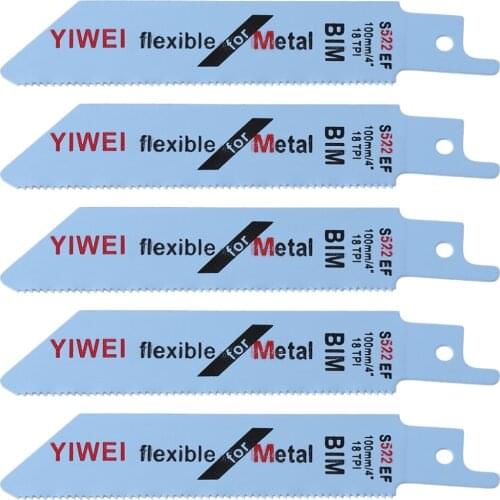 5 Pcs S522EF 100mm 4" BIM Reciprocating Sabre Saw Blades Set Flexible For Metal