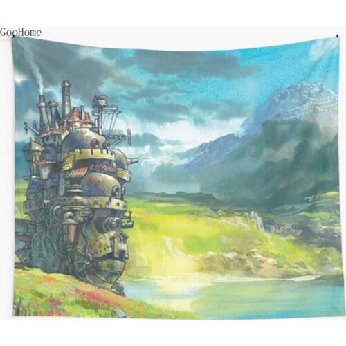 Howls Moving Castle Wall Tapestry Cover Beach Towel Throw Blanket Picnic Yoga Mat Home Decoration