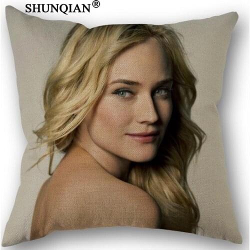 Custom Diane.Kruger Pillowcase Cotton Linen Square Zippered Pillow Cover For Office,Family Customize Your Picture 45x45cm