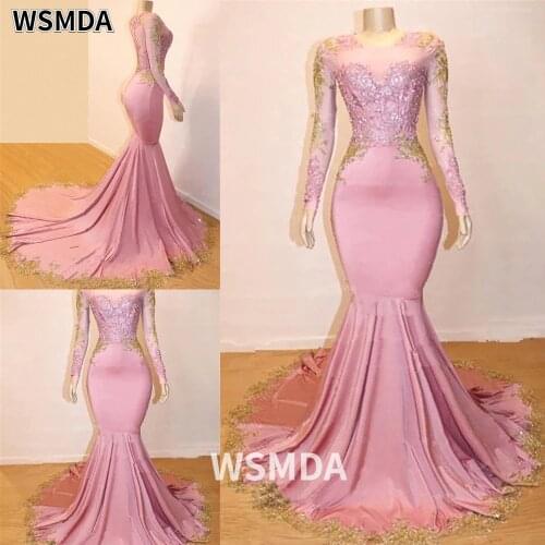 New Custom Plus Size Trumpet Mermaid Formal Dresses Evening Dress Jewel Long Sleeve Elastic Satin Sequins Prom Party Gown