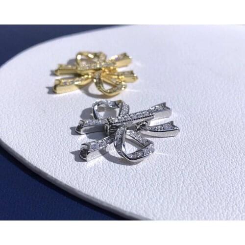 Wholesale Hot Cheap Nice Quality Bow Knot Shape S925 Sterling Silver Pendant Necklace Bracelet Clasp 5pcs/lot