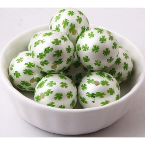 OYKZA Fashion 20mm 100pcs Acrylic Matte Imitation Pearl Print easter Beads for Girls Necklace Jewelry