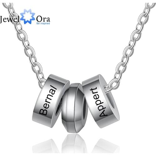 JewelOra Designer Personalized Name Engraved Beads Pendants Custom Stainless Steel Necklaces for Men Gift for Boyfriend /Father