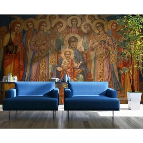 Religious oil painting background wall 3D decorative wallpaper murals