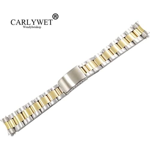 CARLYWET 13 17 19 20mm Watch Band Strap 316L Stainless Steel Silver Black Vintage Oyster Bracelet For Rolex Datejust Submariner