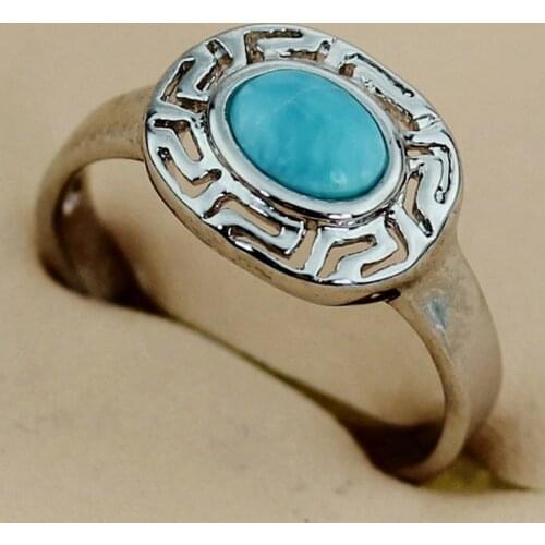 SHUNXUNZE Vintage Noble Generous Larimar titanium rings Jewelry & Accessories women Flash sale Rhodium Plated R3511 size 6 7 8