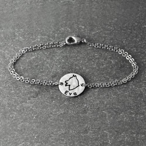 Siberian Husky bracelet, Personalized Dog Bracelet ,alloy Dog Pendant, Personalized Pets name, Dog Lover Gift