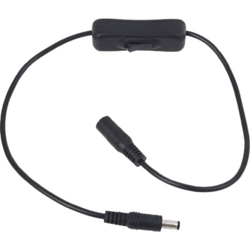 50cm 5.5x2.5mm Male to Female Extension Cable with On Off Switch for LED Strip Light CCTV Camera Laptop and mord Device