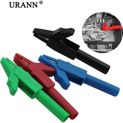 URANN 1Pcs 4MM Crocodile Alligator Clips Adapter 4mm Banana Female Jack Test Adapter Can Be Inserted Banana Plug