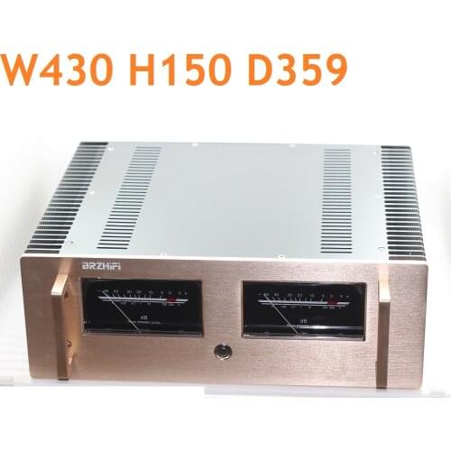 Golden Brushed Handle DAC Decord Case Aluminum Chassis Power Amplifier Supply DIY Box A60 Double VU Box W430 H359 D150