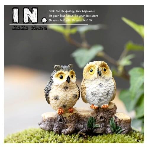 1pc micro landscape fairy garden decorative resin figurines mini Owl birds animal statuette Action Figures Toys DIY accessories