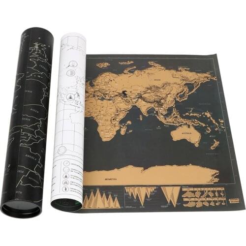 1PC Wall Stickers Deluxe Edition Scratch World Map Big Size Personalized Journal Travel Erase Black Map Poster Home Decor