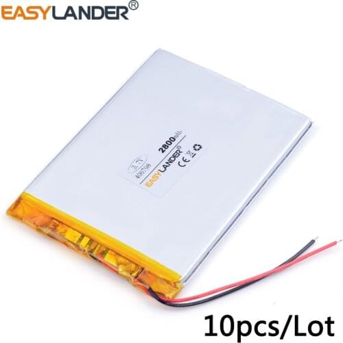 10pcs /Lot 3.7v lithium Li ion polymer rechargeable battery 406798 2800MAH For DVR MP4 MP5 Tablet PC Battery Lithium Batteries