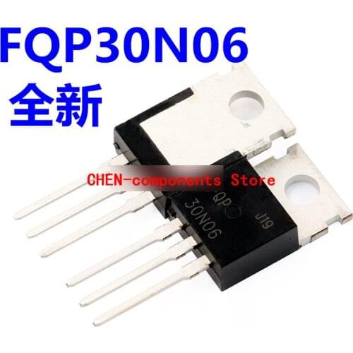 10pcs New FQP30N06 straight Insert iron head TO-220MOS field effect tube 30A 60V