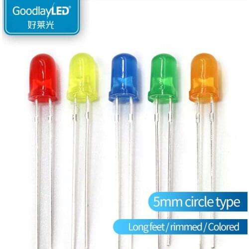 1000pcs 5mm DIP LED Round Head long leg with edge band color white light red blue green yellowlight-emitting diode