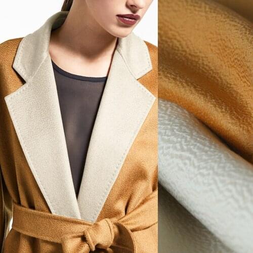 150CM Wide 800G/M Weight Thick Ginger White Double-Faced Water Wave Cashmere Fabric for Autumn and Winter Overcoat Outwear DE848