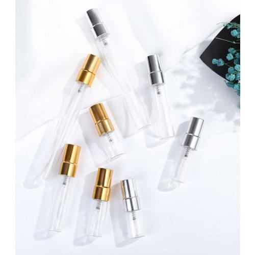 2ml 3ml 5ml 10ml Clear Spray Bottle Exquisite Glass Vials Refillable Perfume Atomizer Essential Oil Packing Container 25pcs/lot