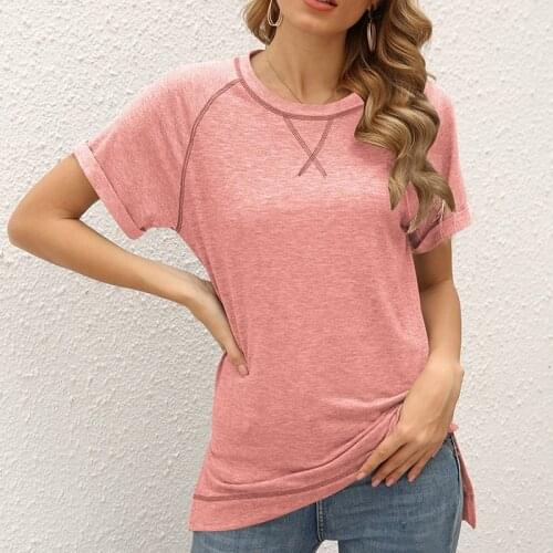 2021 Summer T-Shirts Raglan Sleeves T-Shirt Women Clothes Casual Loose O-Neck Tops Tee Shirts Female Short Sleeve Top Lady Tees